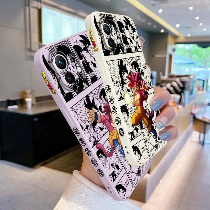 D-Dragon Ball Saiyan Son Goku Art For Xiaomi Mi 17 15 14 13 12 11 9 13T 12T Lite Pro Max 5G Liquid Left Rope Phone case Cover