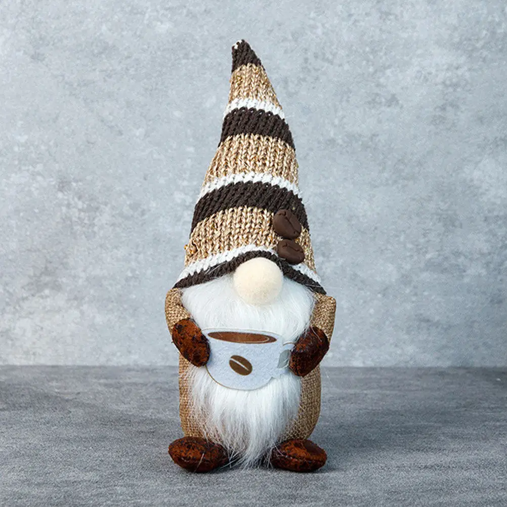 

2Pcs Coffee Gnome Adorable Festival Ornament Desktop Decoration Holiday Tabletop Home Party Accent Coffee Gnome