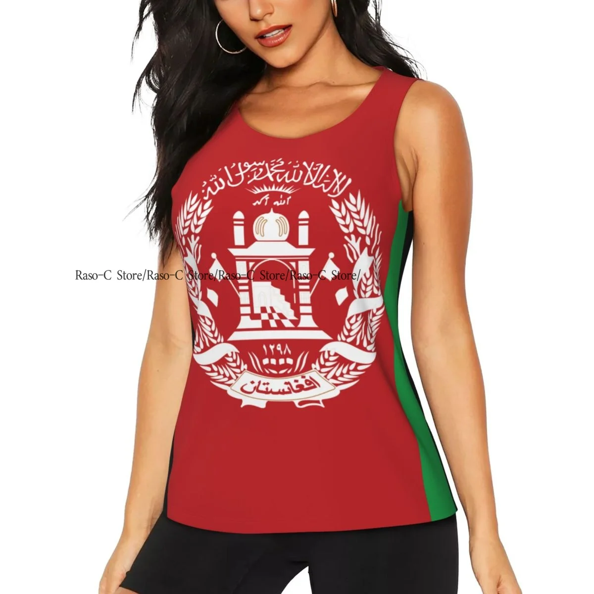 

Women Sexy Vest Afghanistan Flag Sleeveless Round Neck Tank Tops Female Casual Basic Camisole
