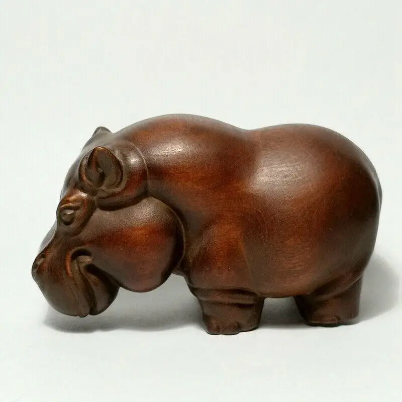 

Japanese boxwood hand carved river horse Figure statue netsuke collectable Gift