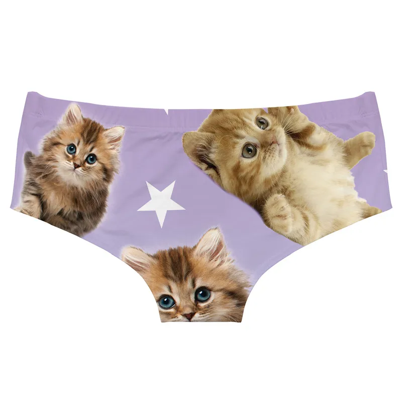 DeanFire Super Soft Novelty Hipster Women\'s Underwear Panties Star Cats Print Kawaii Push Up Briefs Lingerie Thong For Girls