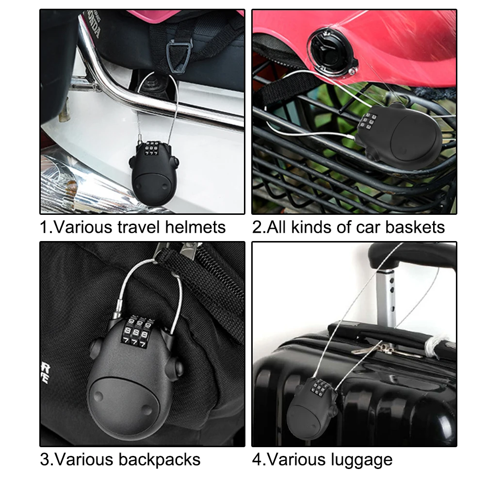 Code Lock Bicycle Luggage Lock Wire Cable Combination Lock Motorcycle Helmet Code Lock Telescopic Wire Rope Lock