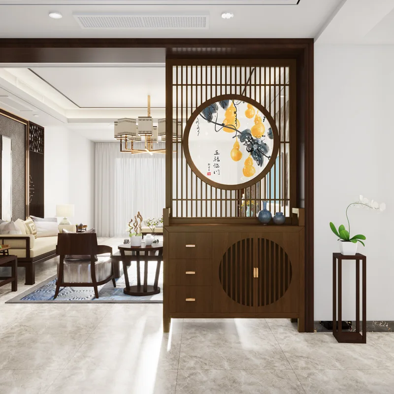 

PYJ new Chinese screen partition living room double-sided entrance cabinet shoe cabinet