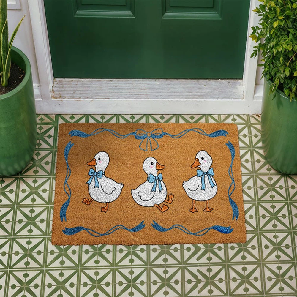 

Country Cottage Ducks Doormat Farmhouse Welcome Mat Non Slip Ribbon Bow Porch Decor Outdoor Entryway Rug Gift For Duck Lovers