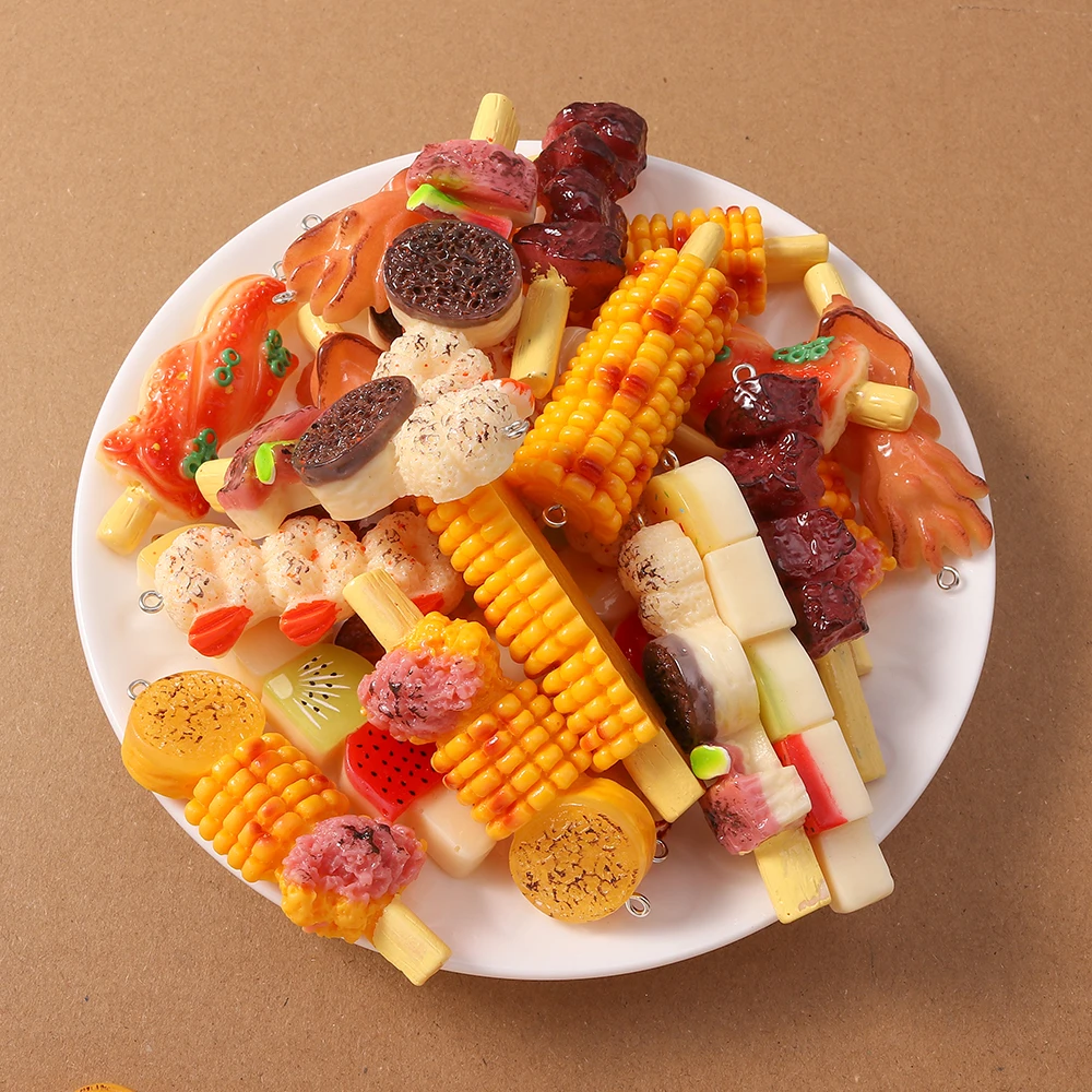 

4pcs Simulation Foood Barbecue Pendant Charms for Jewelry Making Necklace Earrings DIY Handmade Accessories Supplies