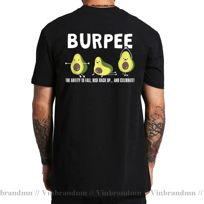 Funny The Ability To Fall Burpee Avocado Weightlifting T-Shirt Fun Anime Yogaic Avocado T Shirt Men Boys Fashion Casual Clothing
