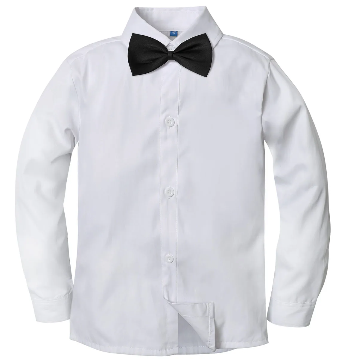 

Boys Dress Shirt Kids School Uniform Long Sleeve with Bowtie Formal Gentelmal Gift Perform Ceremony Clothes White 7 to 16 years