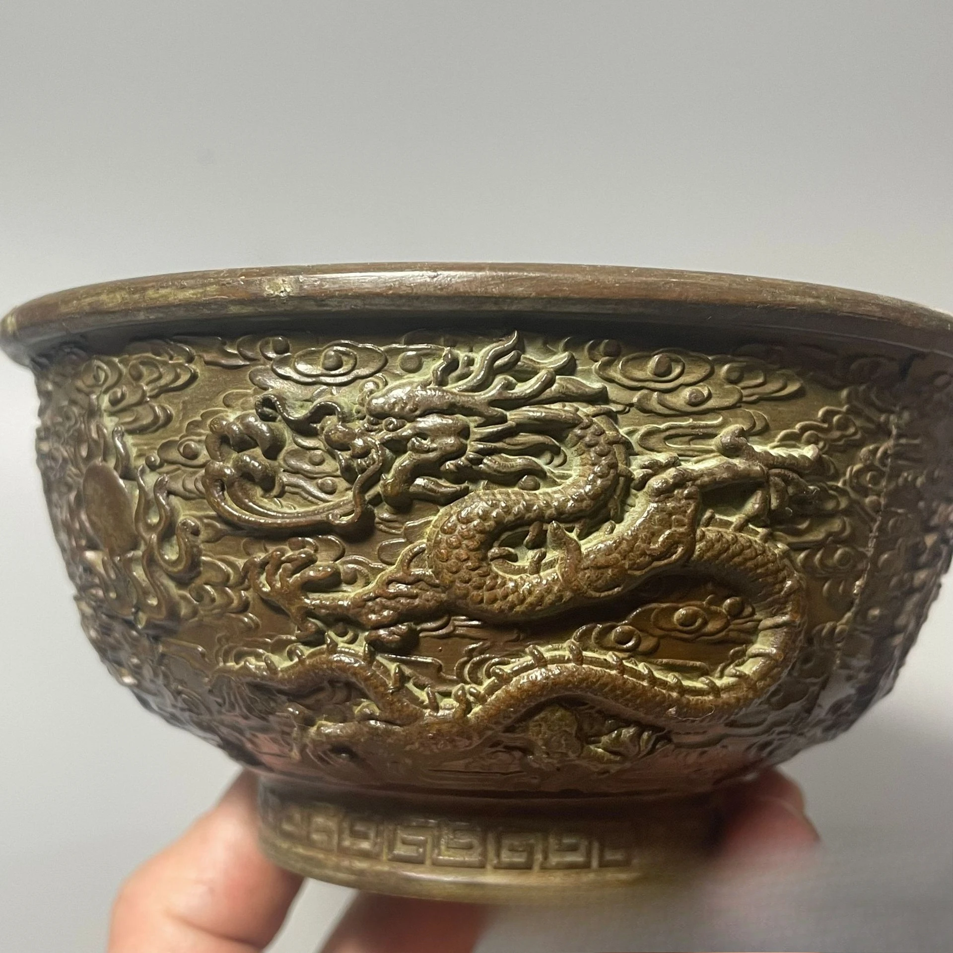 Bronze Collection Old Kangxi Qianlong Xue Copper Bowl Old Objects Decorative Hicrafts Ornament