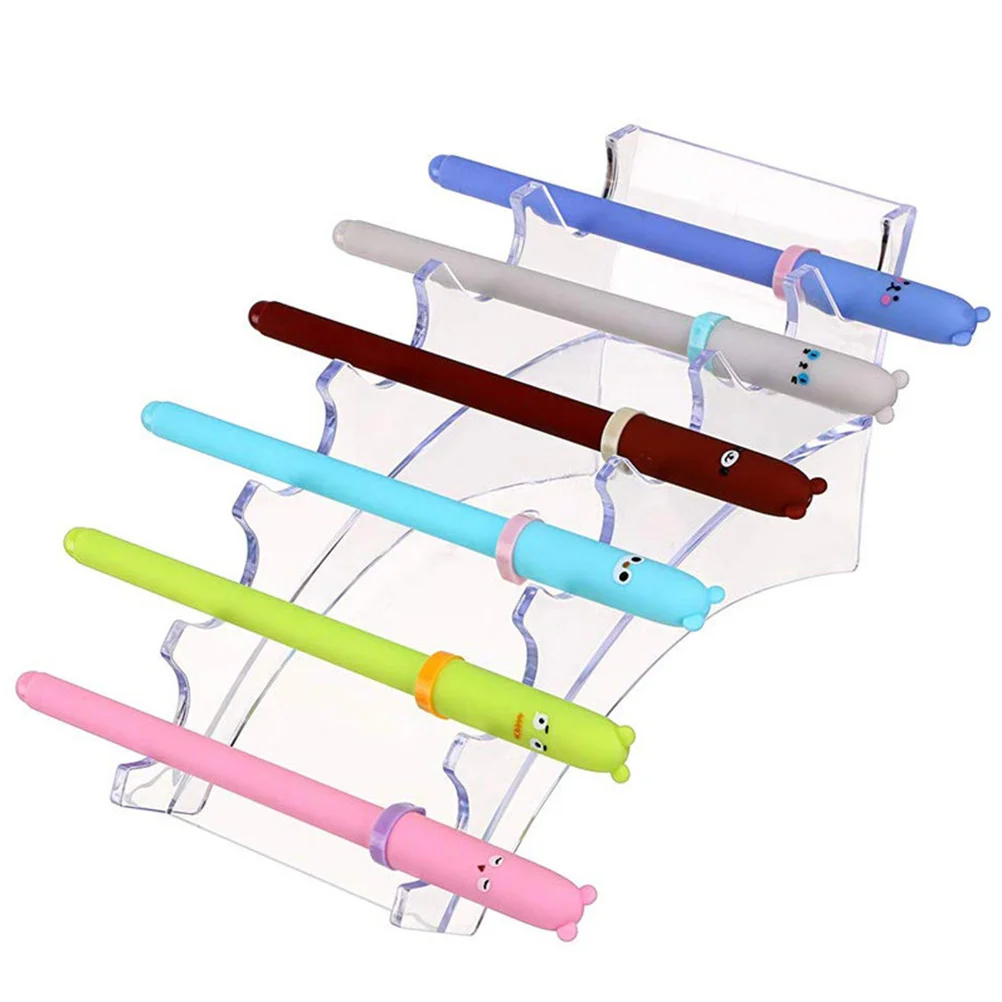 

2 Pcs Display Shelf Makeup Brush Holder Storage Shelving Pen Stand Transparent Desktop Clear