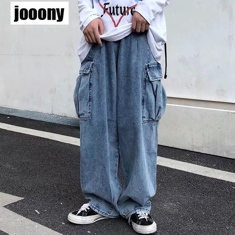 Wide leg denim Jeans Men\'s Autumn Daddy Trend Student Loose Straight-leg baggy Pants Japanese Loose hip hop 2022 New