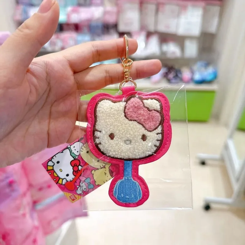 Portachiavi Kawaii Hello Kitty simpatico cartone animato ricamo lecca-lecca zaino decorazione forniture da donna regalo per studentessa all'ingrosso