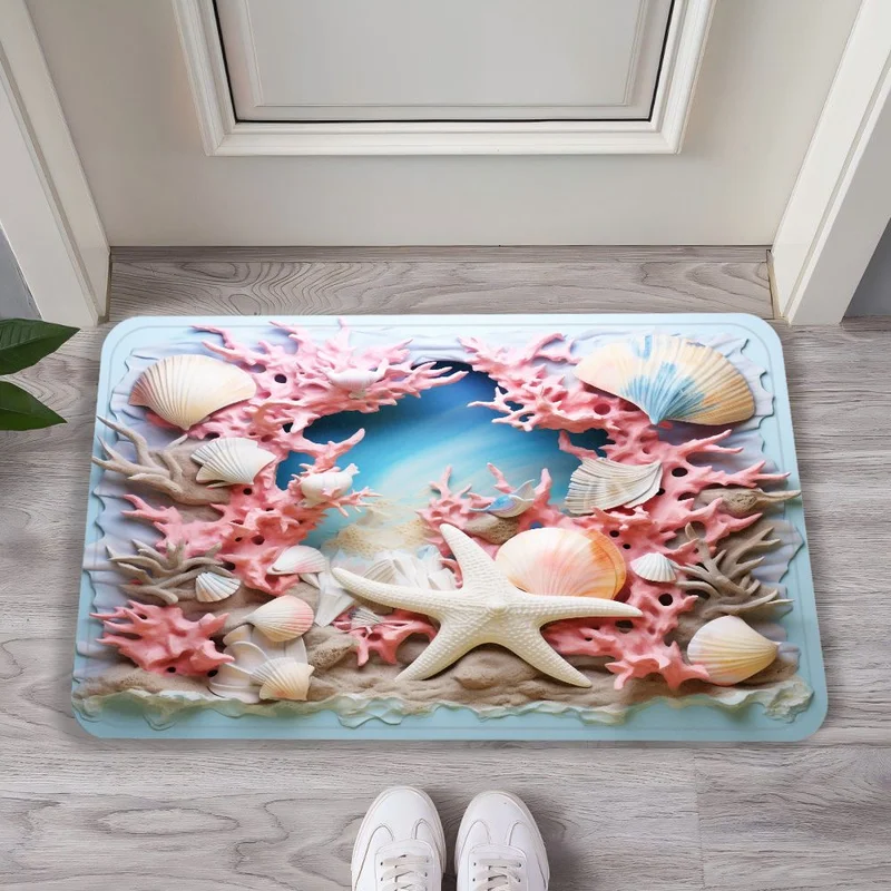 VIKAMA Chinese Style Lotus Pond Koi Entrance Door Mat Foyer Bathroom Entrance Home Decoration Welcome Carpet Home Decoration
