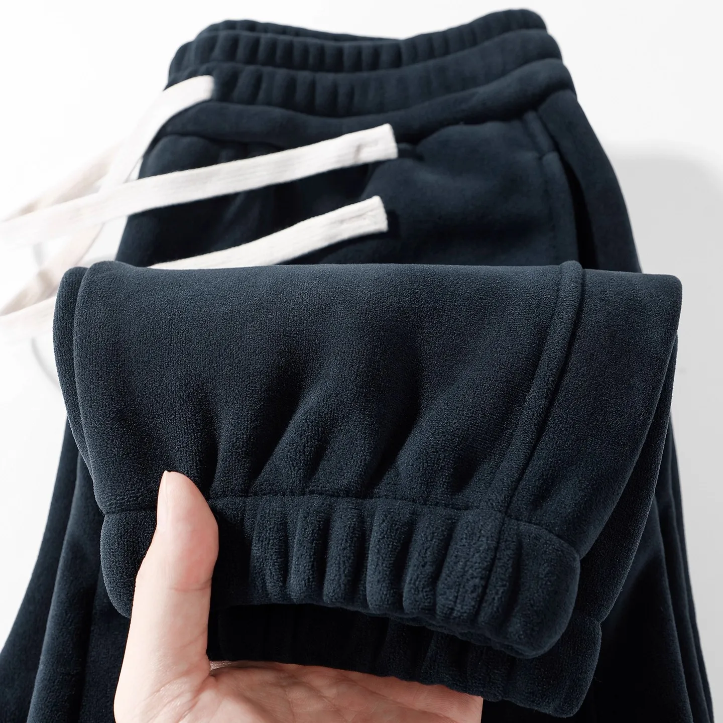 

Durable Easy-Care 500G Fleece Drawstring Men's Sweatpants Thickened Autumn Winter Warm Straight Leg High Waist Korean Style