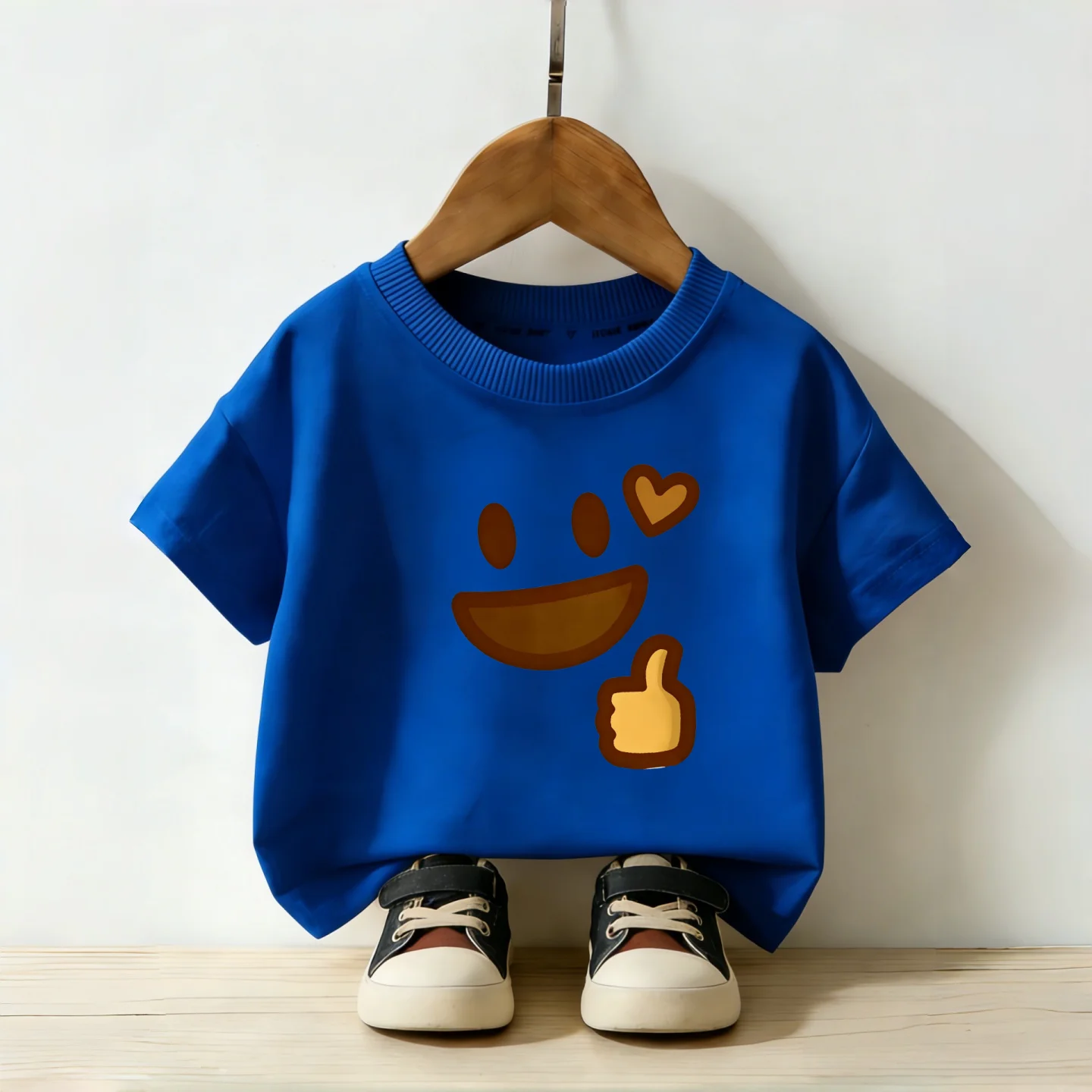 Cartoon Smiley Face Super Beautiful Top, Summer Children's Short Sleeved Outdoor T-shirt, New Thin Top, Parent-child Outfit