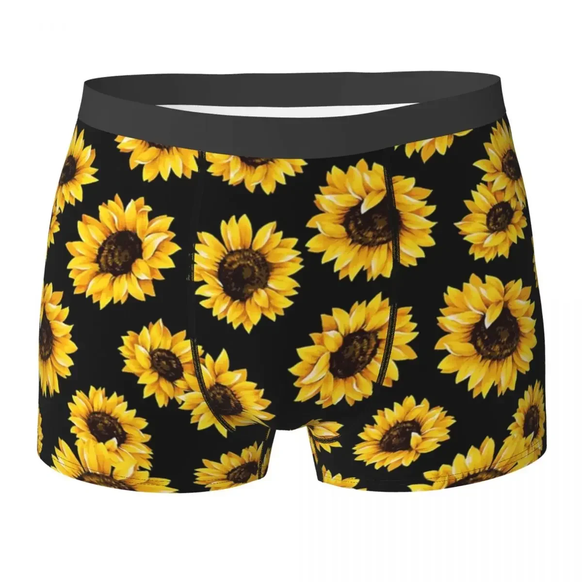 Boxer Underpants Shorts Sun Flowers Floral Pattern Yellow Flower Panties Men Comfortable Underwear For Homme Man Boyfriend Gift