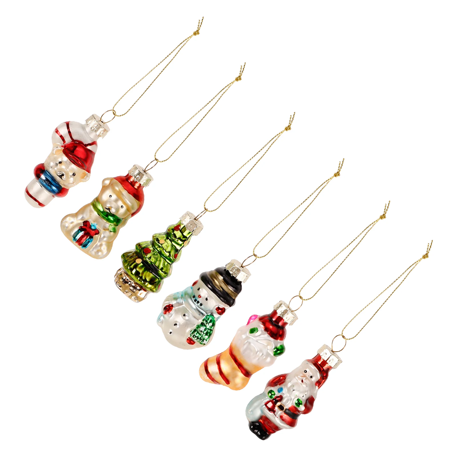 

6 Pcs Plastic Tree Ornaments Pendant Hanging Holiday Decorations Festival Minature Christmas