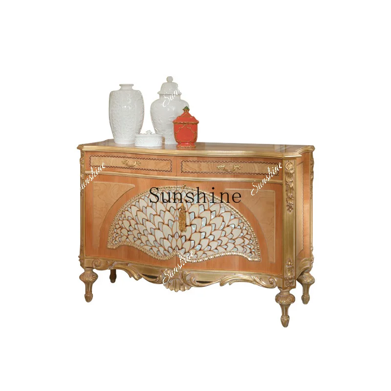 European luxury solid wood carving flower decoration locker bedroom large apartment  FT