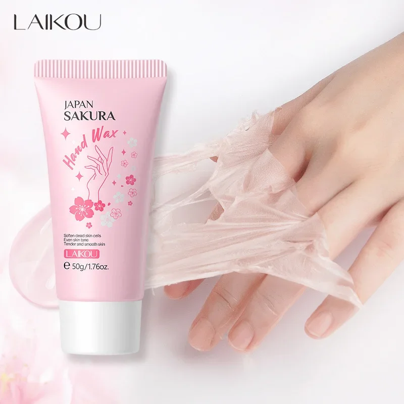 LAIKOU Sakura Exfoliating Hand Wax Moisturizing Repair Remove Dead Skin Whitening Honey Milk Hands Wax Care 50g