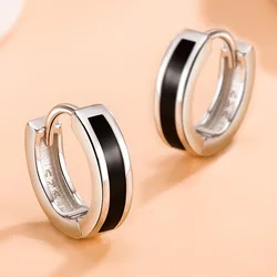 2023 Original Classic Silver Color Small Hoop Earrings White Black Personality Piercing Earings For Women Men Fine Jewelry Gift