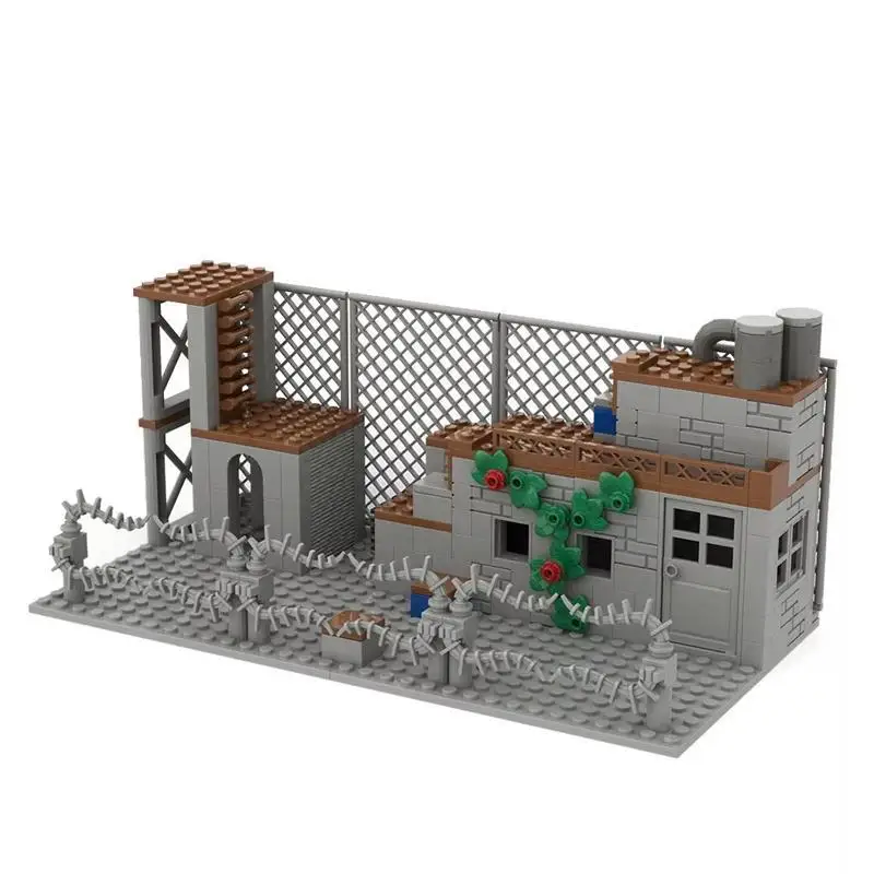 280Pcs MOC Military Base Ruins Post-Apocalyptic Abandoned Factory Industrial City War Zone Wall Fence Building Blocks Toy Gift