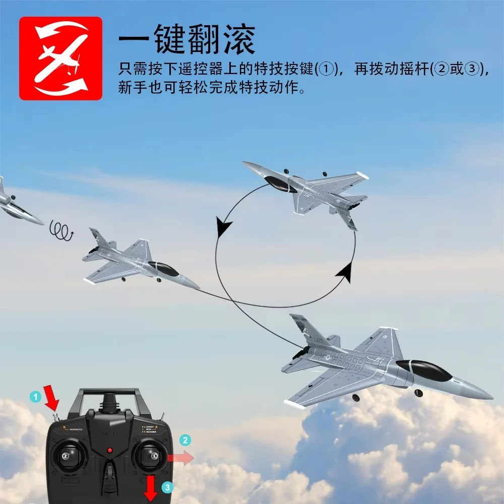 F16 Remote Control Aircraft Control Four Channel Aerobatic Model Remote Control Foam Fixed Wing Falcon Fighter Boy Birthday Gif