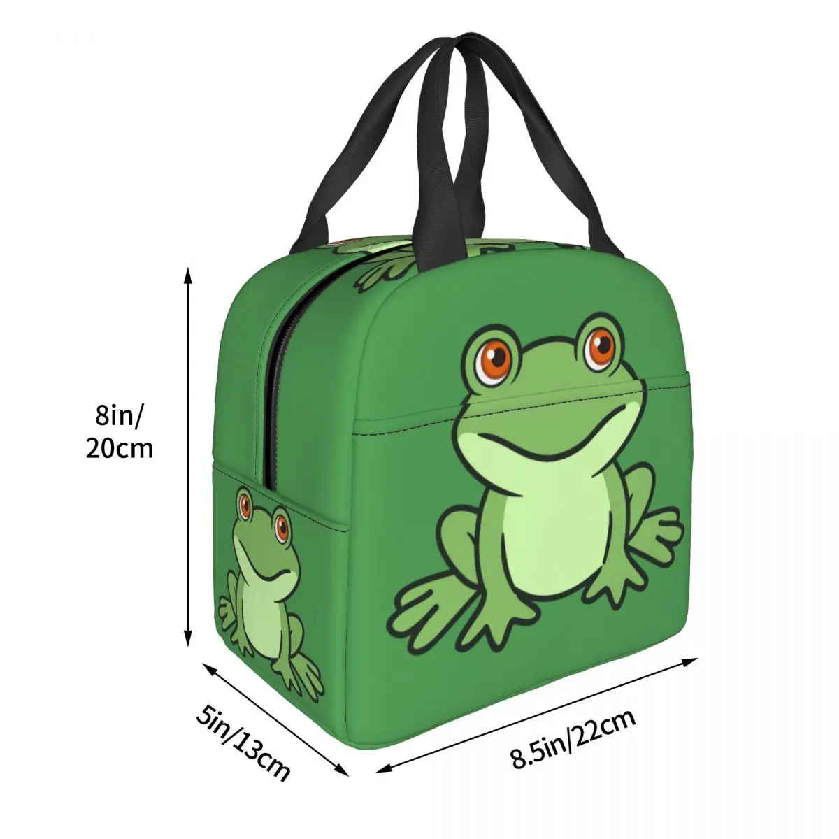 Custom Cute Green Frog Lunch Bag Cooler Thermal Insulated Lunch Boxes for Women Kids School Work Picnic Food Tote Container