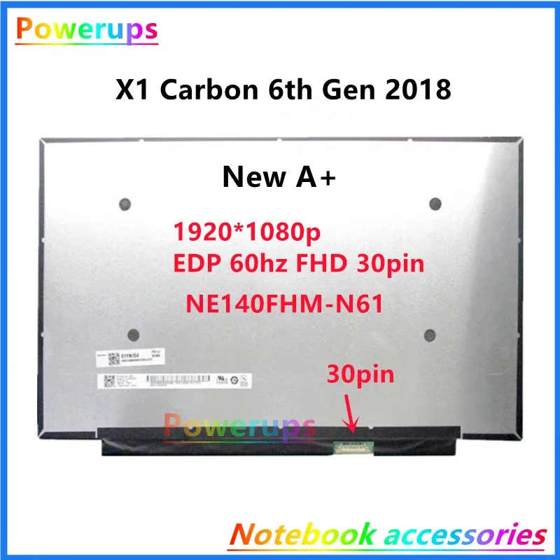 New Laptop LCD/LED Screen/Display For Lenovo Thinkpad X1 Carbon 5th 6th 2017 2018 NE140FHM-N61 B140QAN02.3 FHD 30pin/WQHD 40pin