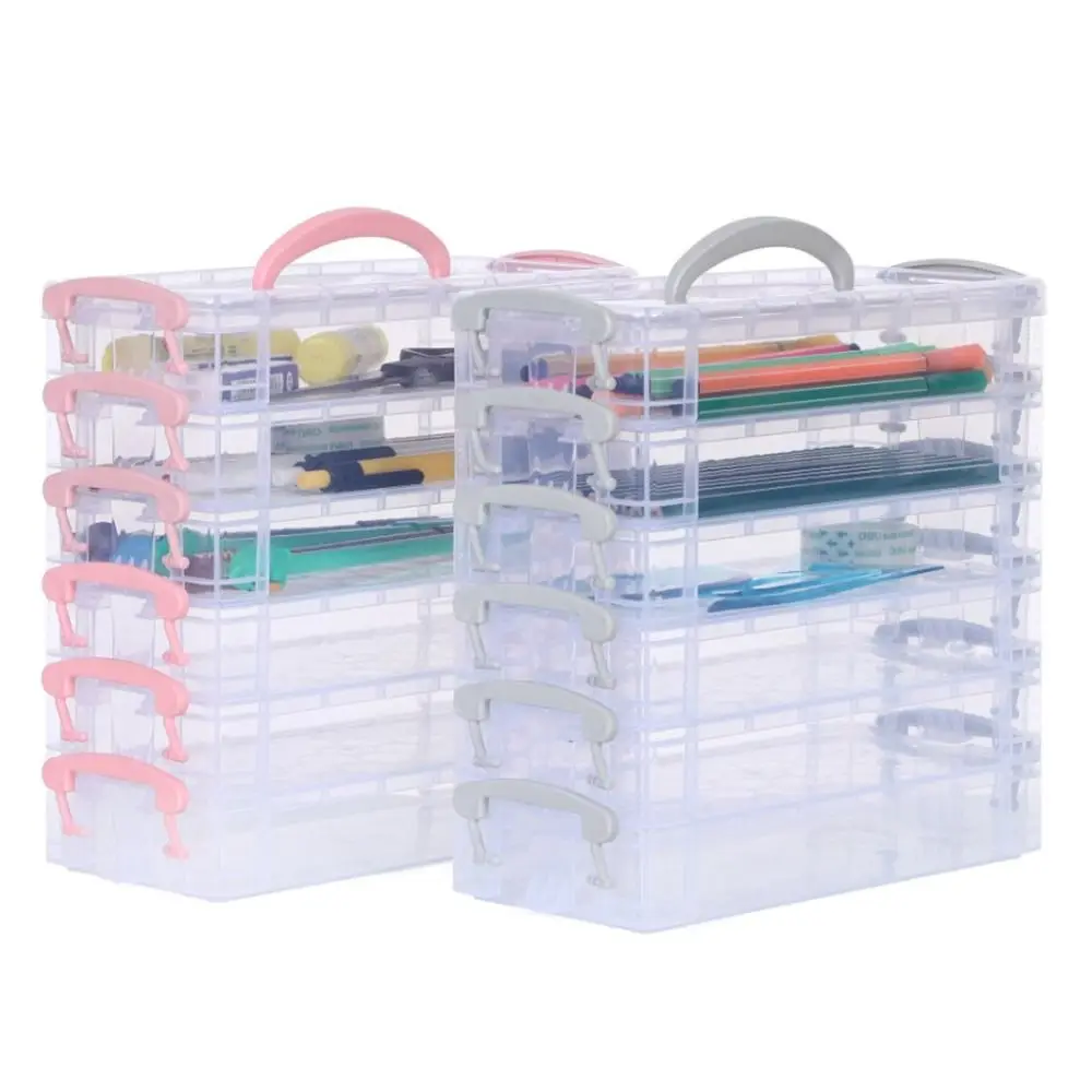 3/6-layer Paintbrush Box Watercolor Color Watercolor Storage Multi-function Detachable Art Stickers Container School Supplies