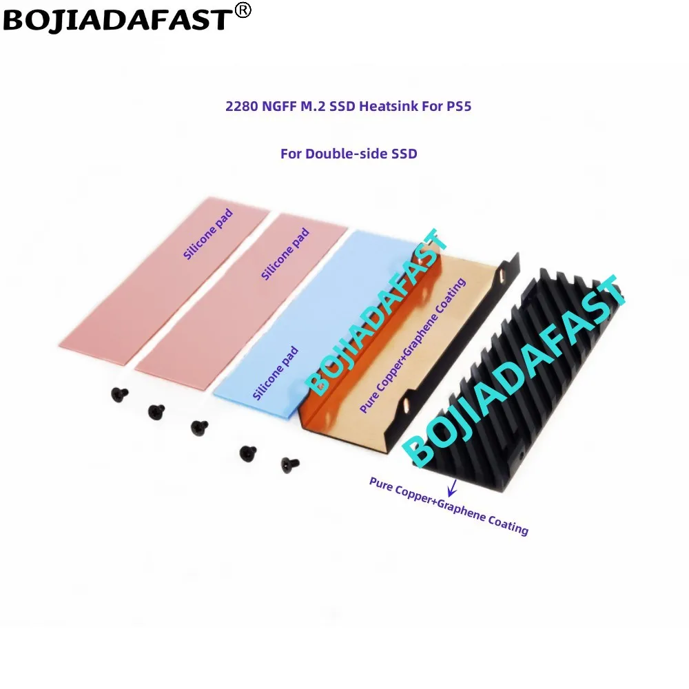 Pure Copper Coated Graphene Heatsink Double-Sided Single-Sided NGFF M.2 NVME SSD For PS5 Solid State Disk Cooling