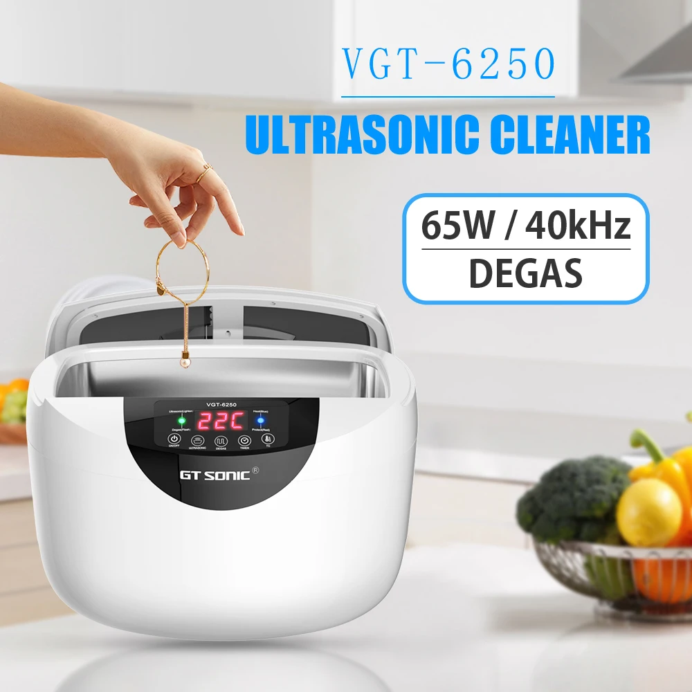 GTSONIC Ultrasonic Cleaner Household 2500ml Degas Bacteriostatic Heating Suitable for Cosmetic Tools Glasses Ultrasounic Applian