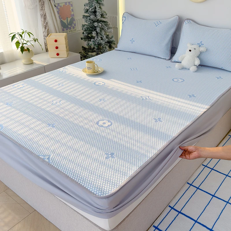 

New Summer Ice Bean Bed Mat with Cool But Not Ice Solid Bedspread Without Pillowcase Sheet Set with Elastic Bedding 200x220