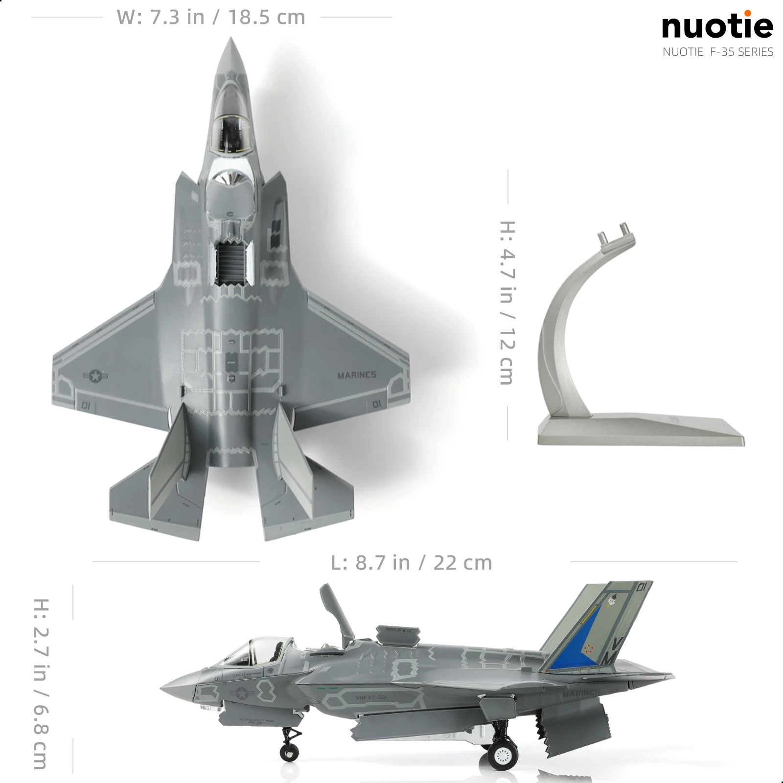 NUOTIE 1/72 F-35B Lightning II USMC VMFAT-501 Die-cast Aircraft with Display Stand Adult Collection Gift