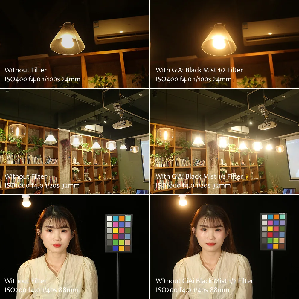 GiAi 블랙 미스트 필터 Cu 프레임 소프트 확산 효과 초상화 비디오 52mm 58mm 67mm 77mm 82mm