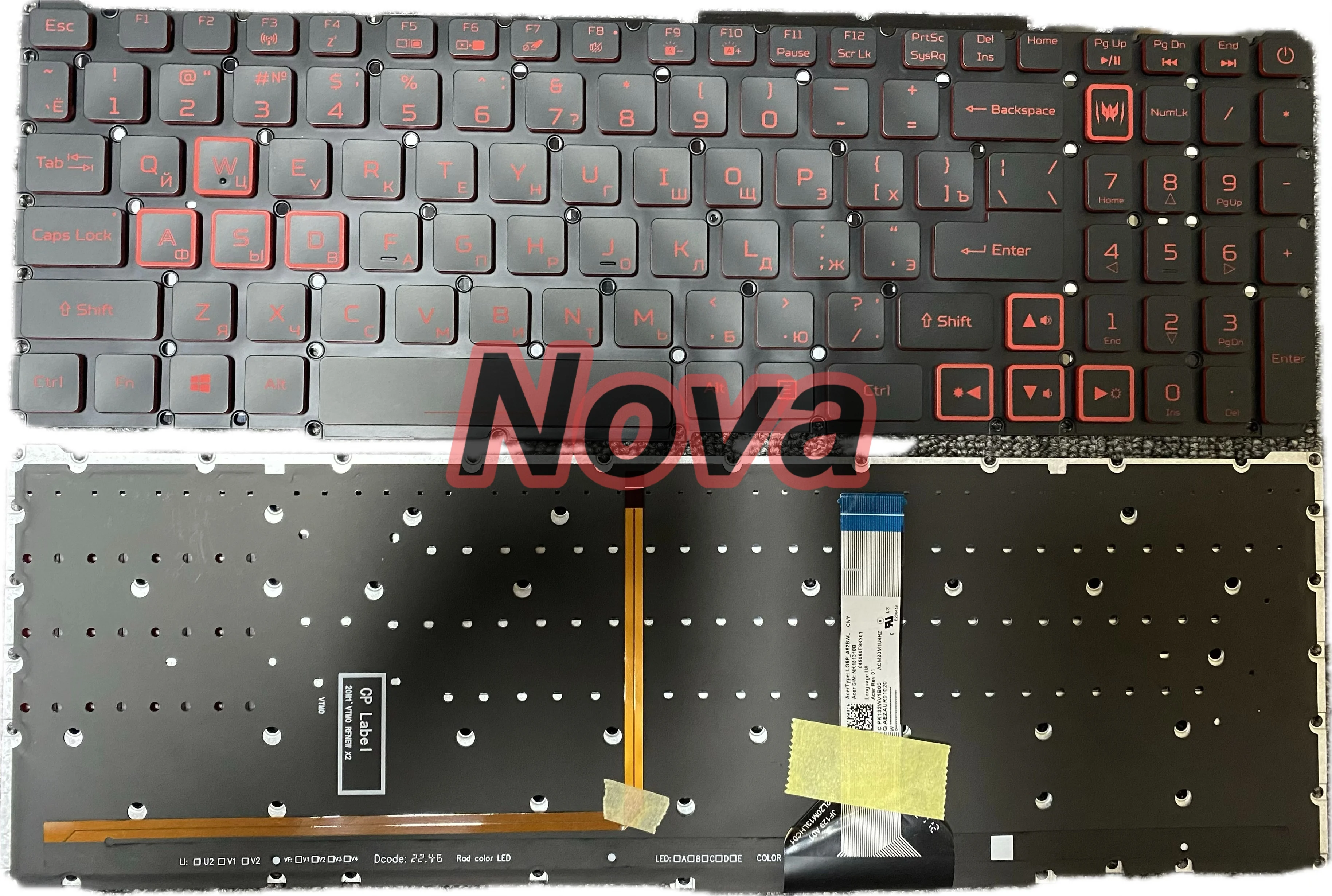 100% New For RU Backlit Keyboard for Acer Predator Helios PH315-55 PH317-56 Nitro 5 (2022) AN515-58 57 46 AN517-52 53 LG05P_P16B