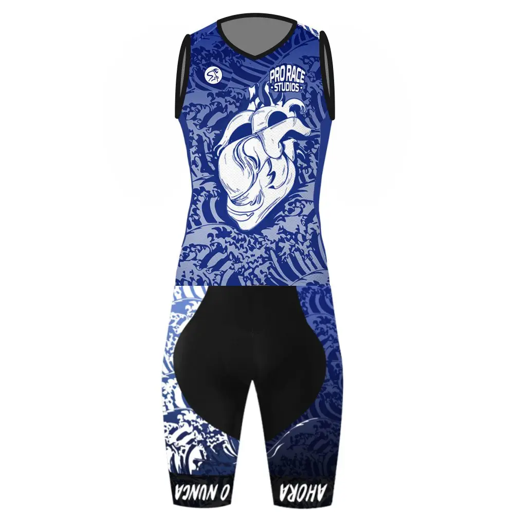 Pro Race Trisuit Men\'s Summer Sleevless Triathlon One-Piece Clothing Swimming Cycling Running Skinsuit RightTrack Apparel