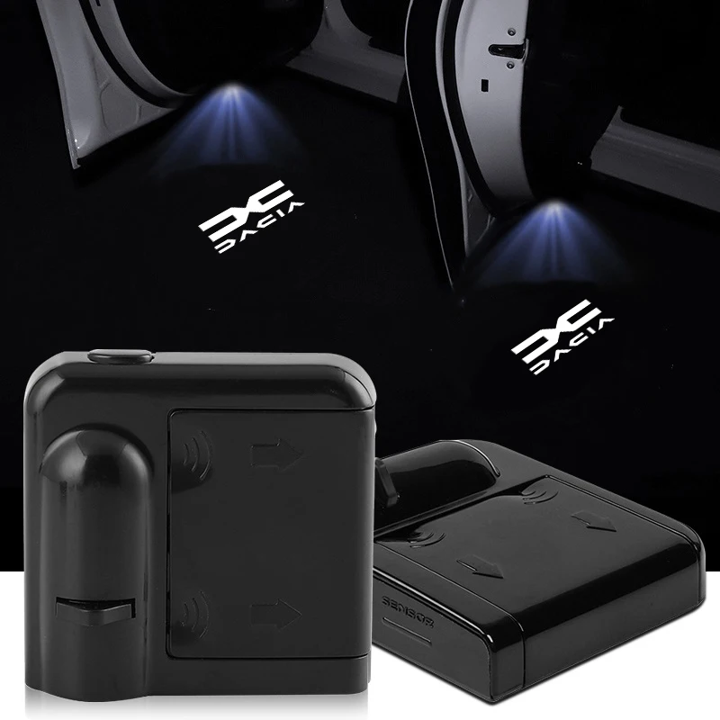 Car Door Welcome Lights No Drill Design HD car Logo Projector Fit Dacia Sandero Duster Jogger Spring Logan Bigster Lodgy Dokker