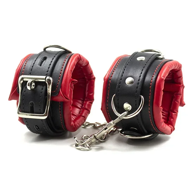 Sex Toy Restraints Sex Bondage Exotic Accessories Sexy Adjustable PU Leather Handcuffs Ankle Cuff Restraints BDSM Bondage