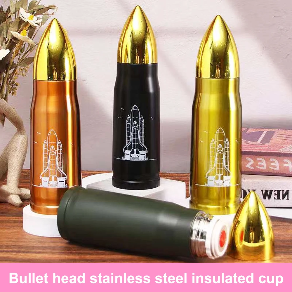 

Bullet Head Stainless Steel Insulated Cup New Outdoor Projectile Style Men's Sports Water Cup Gift Cup All Steel Water Cup