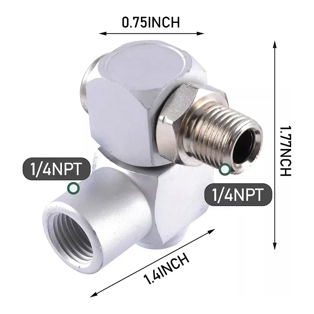 1/4 Inch Swivel Fitting Degree Swivel Connector Degree Rotation Enhances Flexibility High-Quality Aluminum For Air Tools