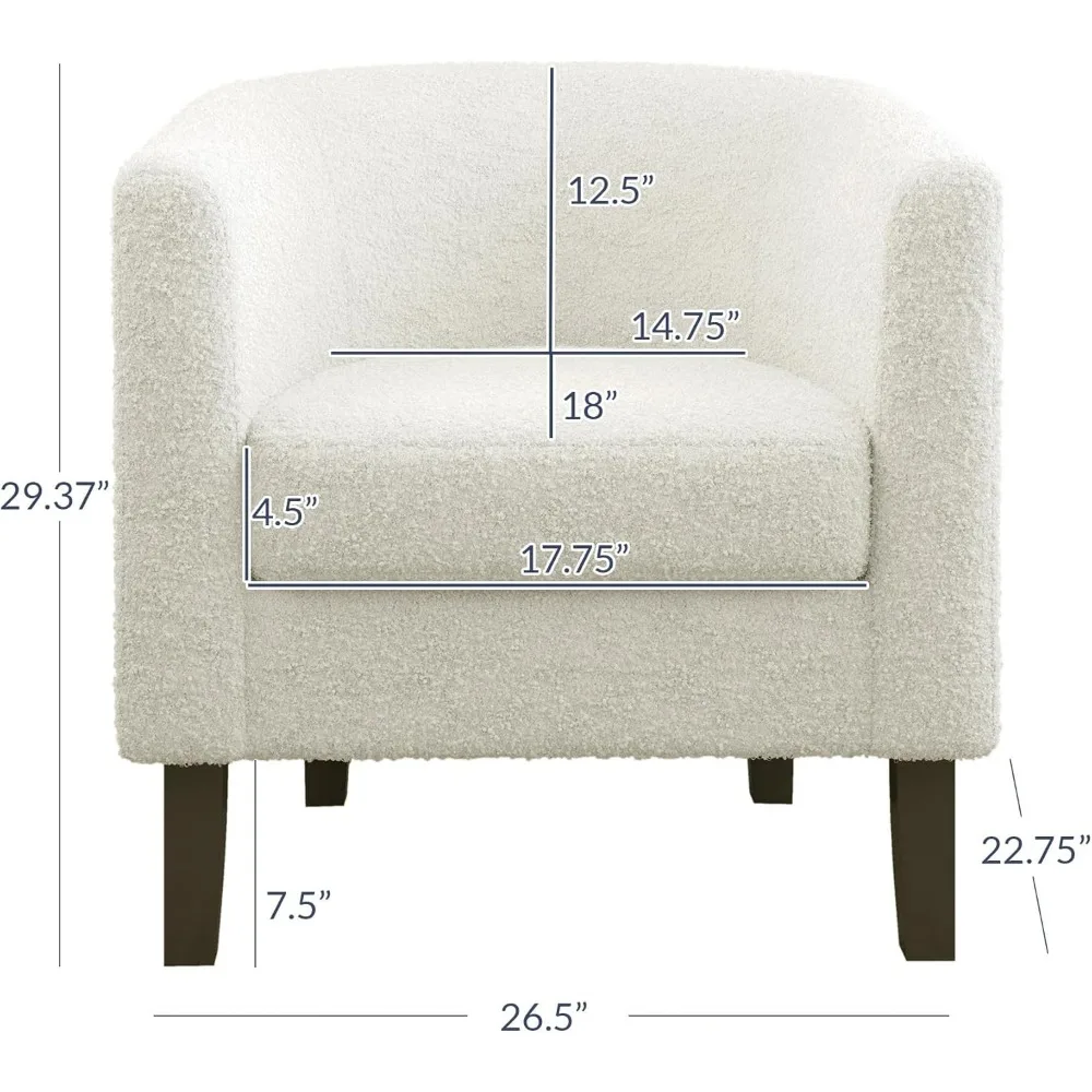 كرسي برميل مميز، كرسي مستدير من الكتان، كرسي زاوية لأريكة حوض النادي مع أرجل واسعة وحشوة ناعمة مريحة لغرفة المعيشة #2