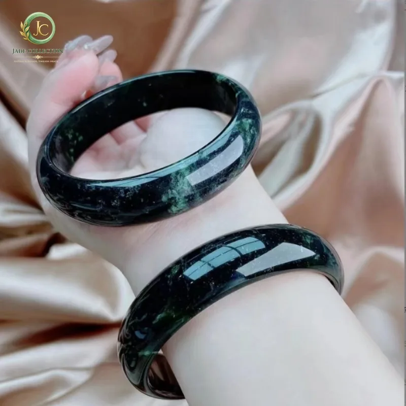 Natural Hidden jade bracelet  Medicine King Stone Bracelet Ink Green jade bangle high quality woman jewelry elegant