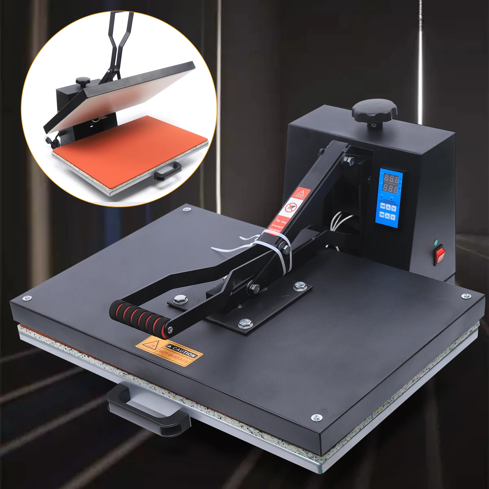 1800W Black Automatic Constant Temperature Hot Stamping Machine with LCD Display Screen - Adjustable Time,Temperature & Pressure