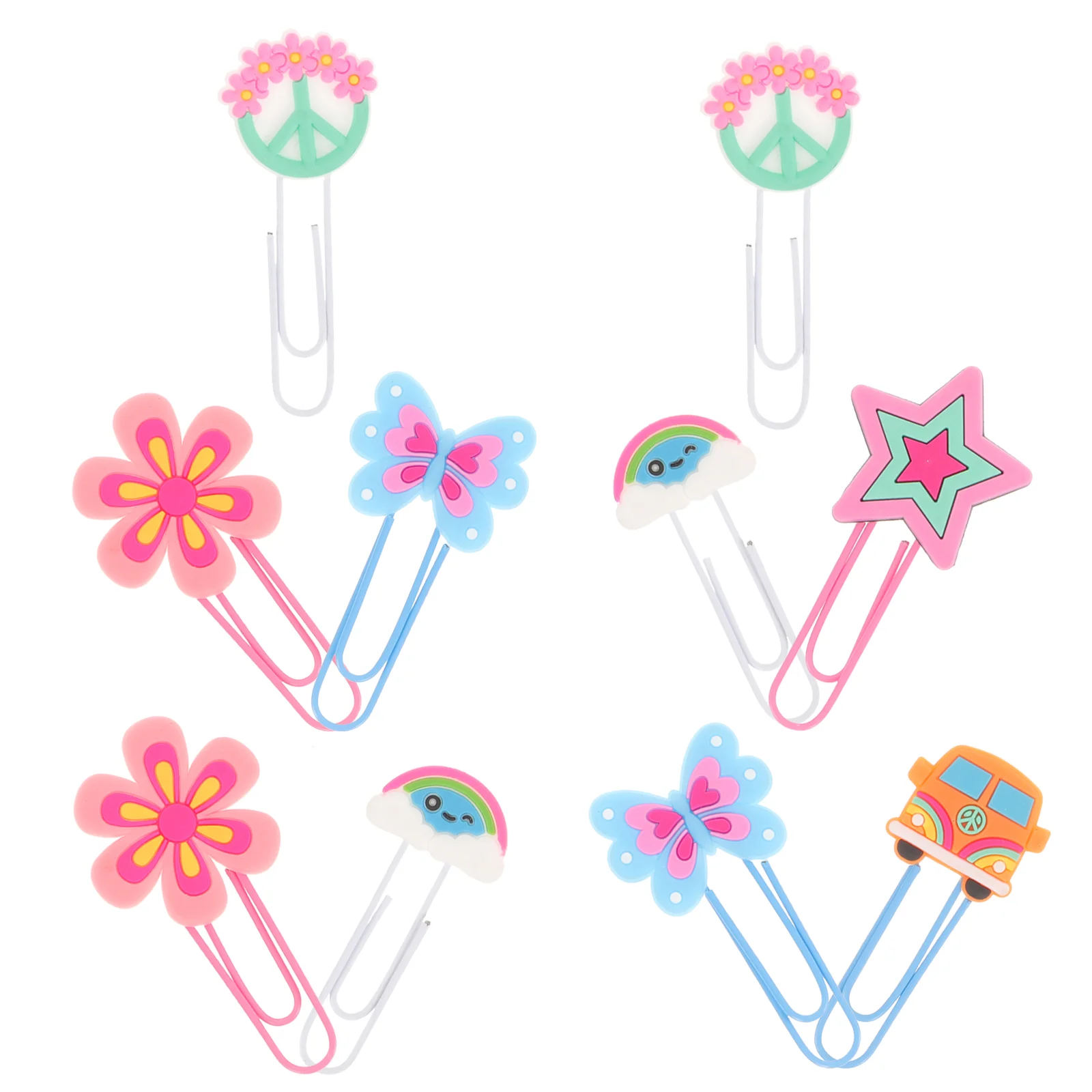 

100PCS Metal Silicone Cartoon Shape Bookmarks Vintage Hippie Memo Holders Creative Paper Clips Adorable File Clips for School