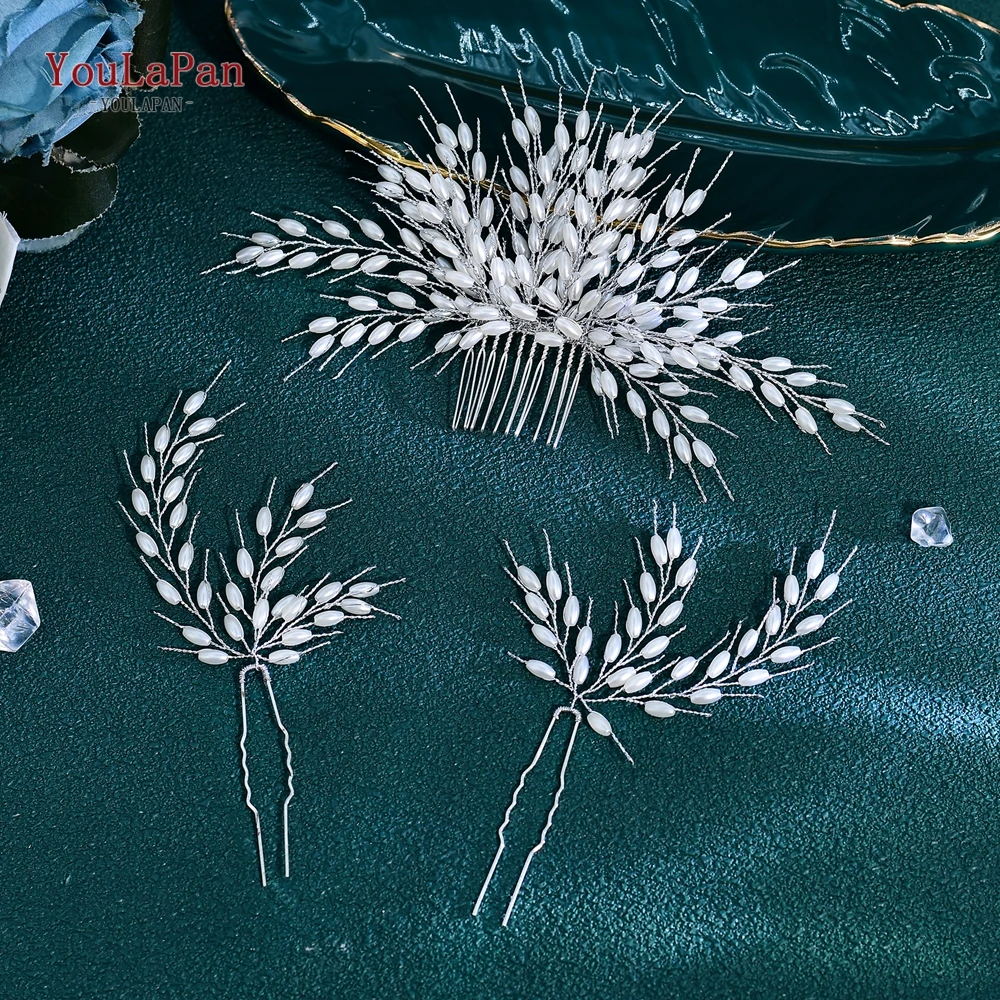 

YouLaPan Pearl Wedding Hair Comb Tiara For Bride Fashion Women Hairstyle Tools Hair Forks Gentle Hairpins Jewelry Headwear HP958
