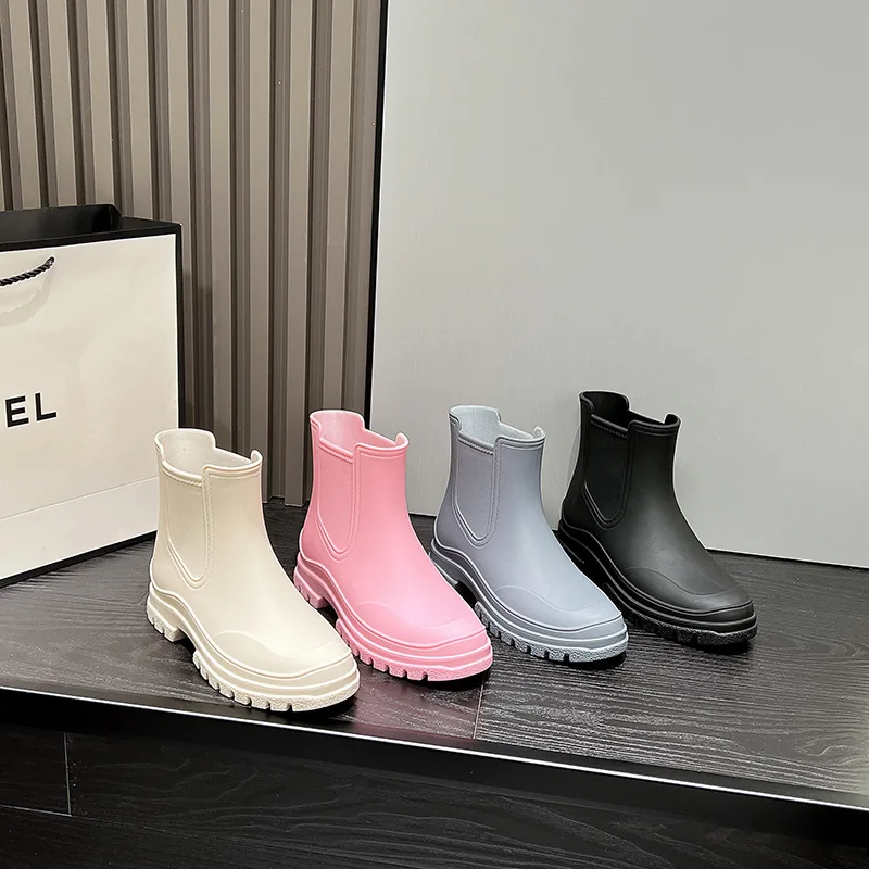 

Fashionable Chelsea Short Rain Boots Women's Versatile Boots Anti-slip Water Boots Adult Slip-On Shoes EVA Material