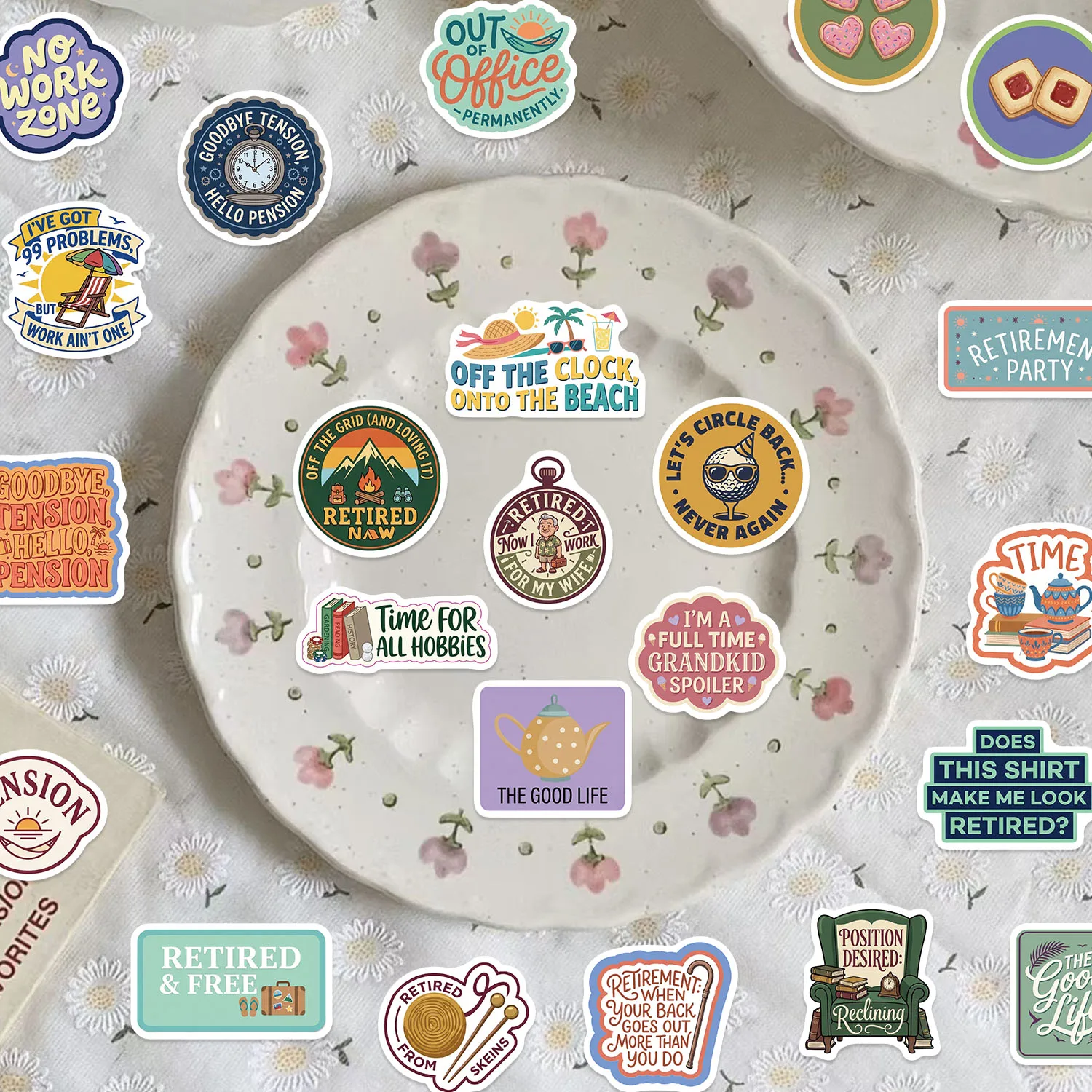 58PCS Sticker Retirement 2 Print Notebook Stationery Luggage Motorcycle Fridge Waterproof Guitar Glass Phone Harajuku Sticker