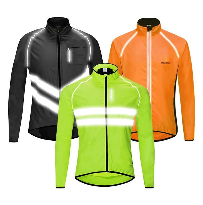 WOSAWE Cycling Jacket Men\'s Windbreaker Windproof Waterproof Breathable Light Weight Bike Riding Jacket Vest Men Reflective Coat