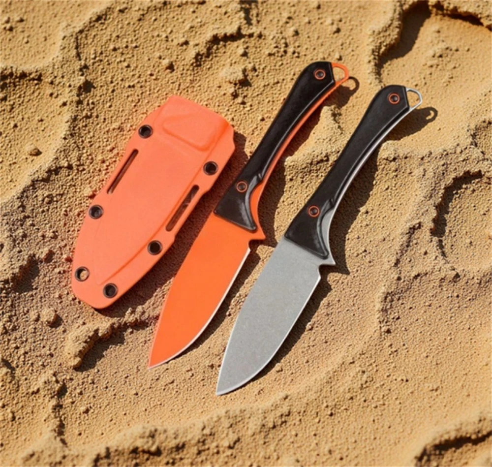 

BM 15201 High Hardness Fixed Blade Knife CPM-S90V Orange DLC Drop Point Hunting Outdoor Camping Tactical Self Defense Tools