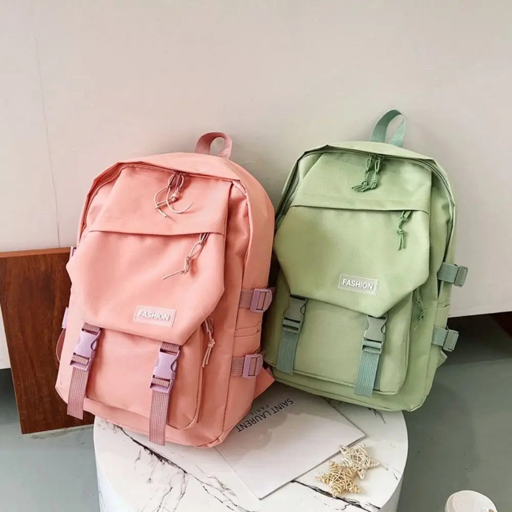 Zipper Korean Style Ins Large Capacity Birthday Gift School Bag Student Backpack Canvas Bag