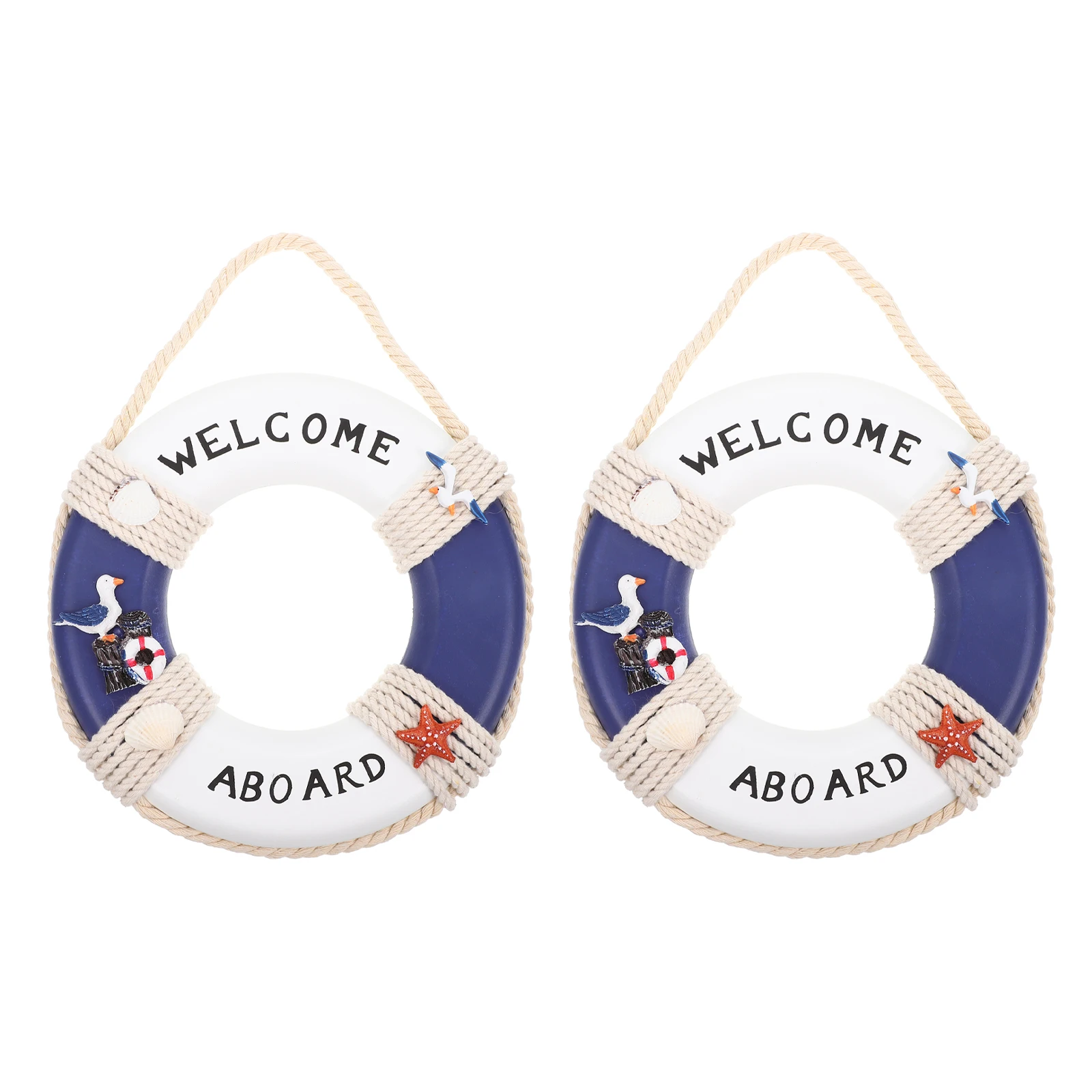 

2pcs Wooden Life Buoy Bar Decoration Miniature Cotton Rings Mediterranean Home Wall Decor Swim Ring Outdoor PARTY DIY